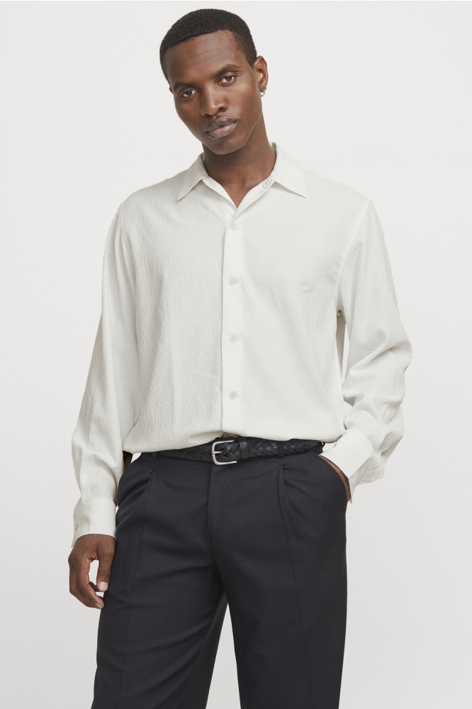 JPRBLATREND JACQUARD L/S SHIRT STYD 12278765 WHITE